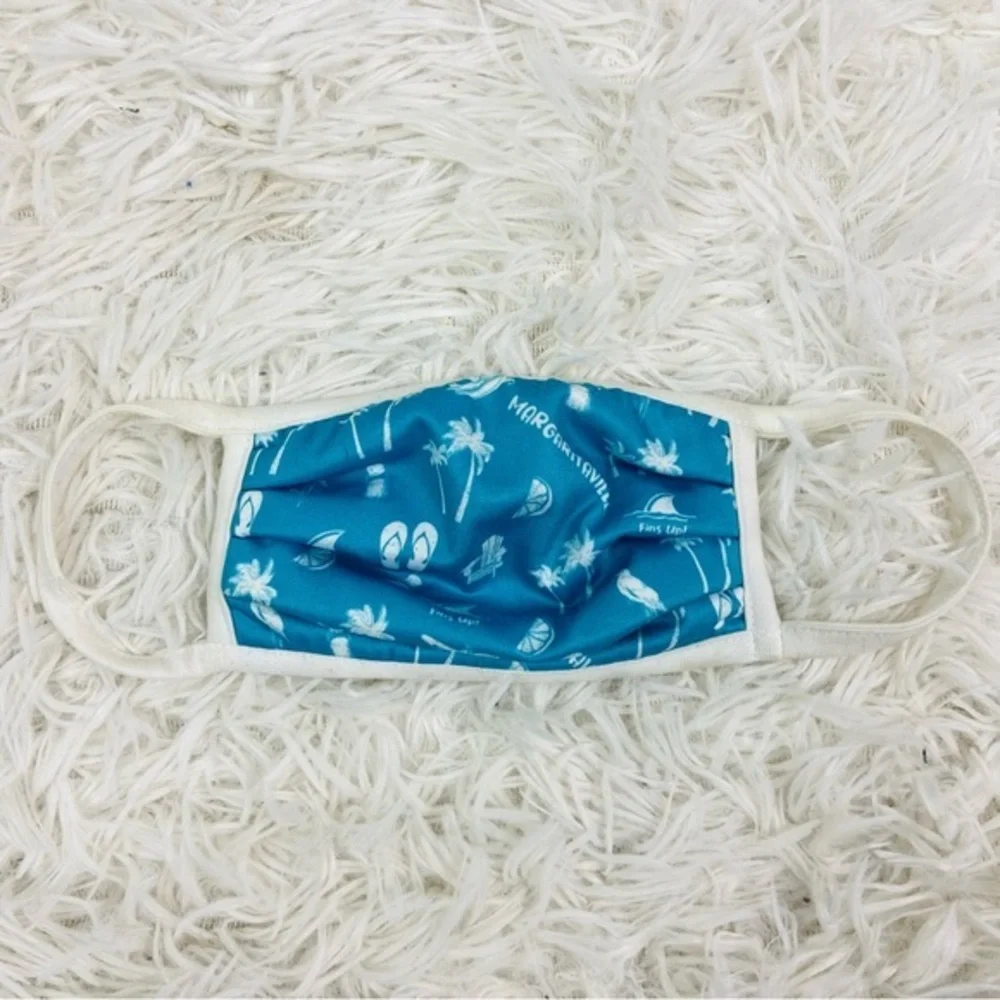 MARGARITAVILLE blue & white beach palm tree reusable face mask
